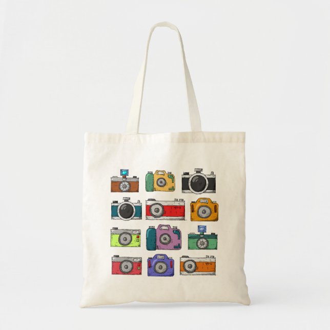 Tote Bag Rétros dessins de Coloful d'appareils-photo (Devant)