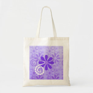 Tote Bag Rétros fleurs florales pourpres Girly
