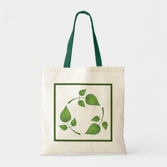 Tote Bag Réutilisez le symbole avec le feuille vert (Devant)