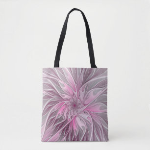 Tote Bag Rêve de fleur rose fractal, Motif d'Imaginaire flo