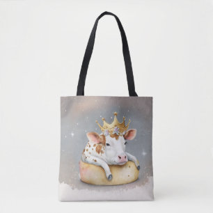 Tote Bag Rêve de vache royale sur le trône de fromage