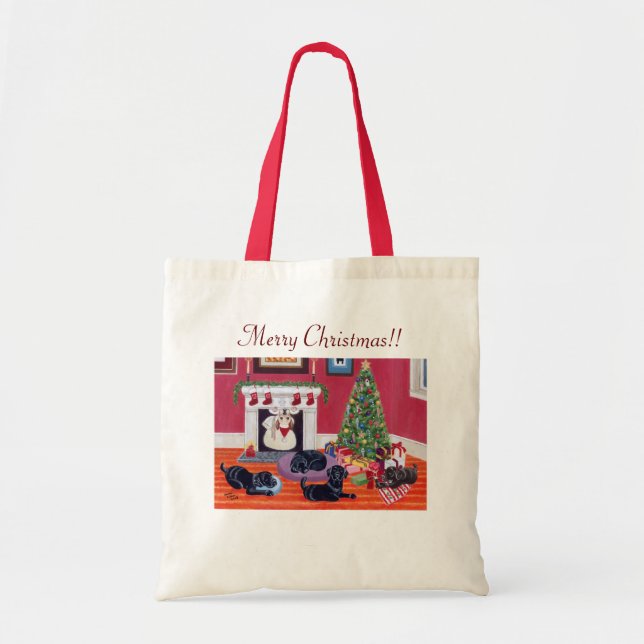 Tote Bag Réveillon de Noël Labradors (Devant)