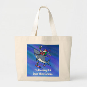 Tote Bag Rêver d'un Noël au grand requin blanc
