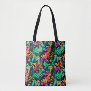 Tote Bag Rêves de girafe de jungle motif de surface transpa