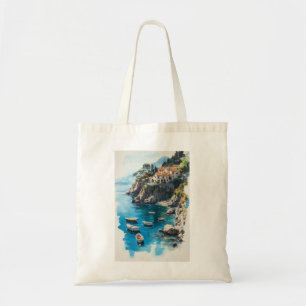Tote Bag Rêveuse Côte d'Amalfi : Conception de peinture à l