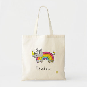 Tote Bag Rhino Rainbow Funny Cute Kids Rhinoceros