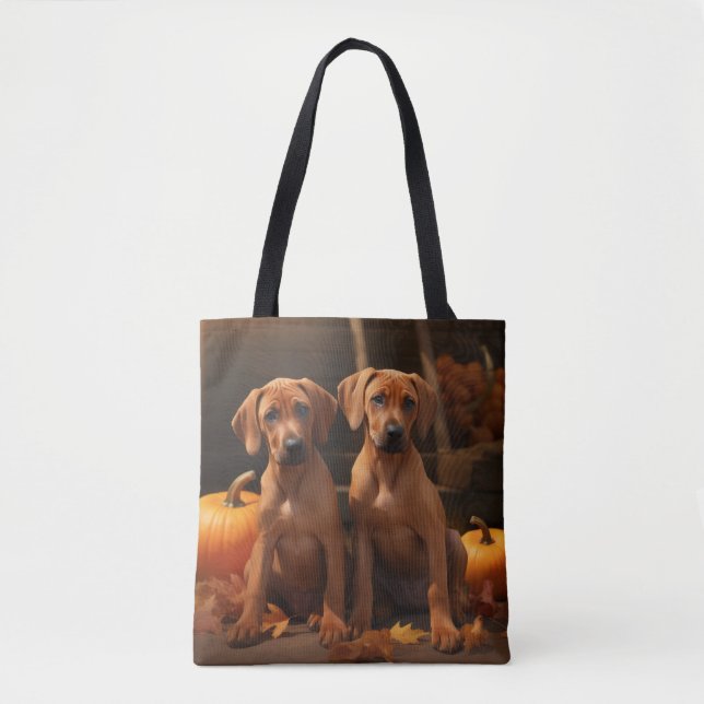 Tote Bag Rhodesian Ridgeback Chiot Automne Citrouille délic (Devant)