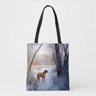 Tote Bag Rhodesian Ridgeback Laisser Neige Noël