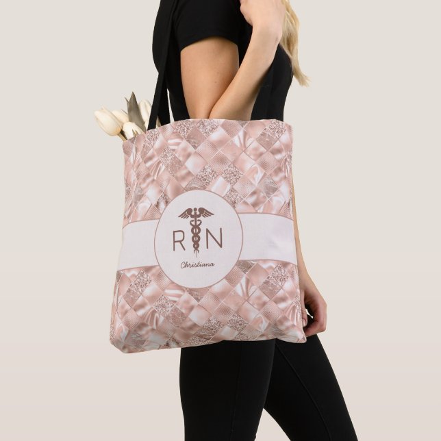 Tote Bag RN Infirmière inscrite Faux Parties scintillant et (De près)