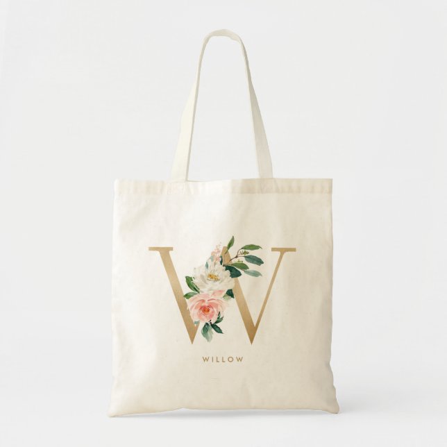 Tote Bag Robes de demoiselle d'honneur à monogramme floral  (Devant)