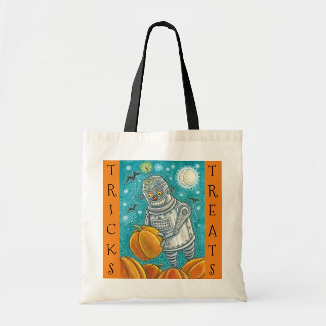 TOTE BAG ROBOT CUISINE CITROUILLES, HALLOWEEN TRICK OU TRAI (Devant)