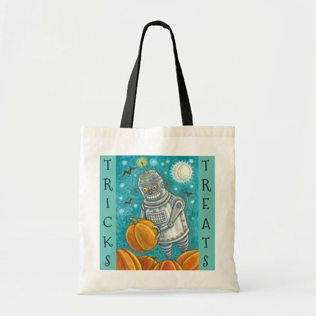 TOTE BAG ROBOT CUISINE CITROUILLES, HALLOWEEN TRICK OU TRAI (Devant)
