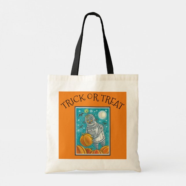 TOTE BAG ROBOT PICER CITROUILLES, HALLOWEEN HOMME MÉCANIQUE (Dos)