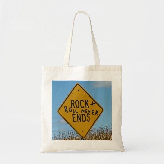 Tote Bag Rock + Roll ne s'arrête jamais, Fun Street Sign Gr (Devant)