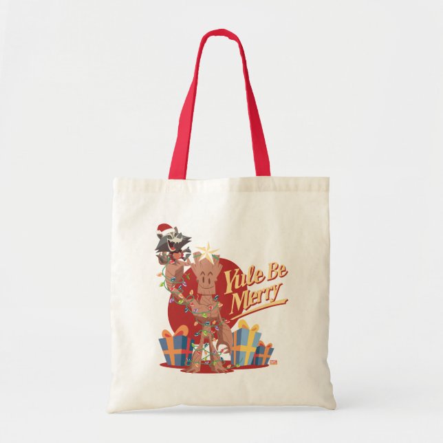 Tote Bag Rocket & Groot "Yule Be Merry" (Devant)