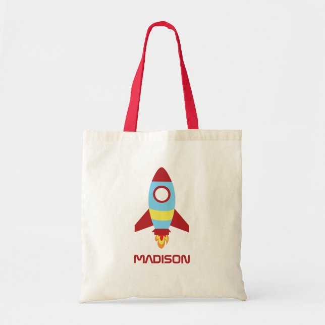 Tote Bag Rocket Spacship Lancer un nom personnalisé (Devant)
