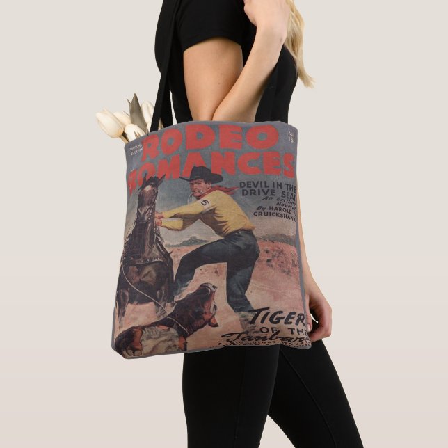 Tote Bag Rodéo Occidental Cowboy Calf Roping Rodéo Romance (De près)