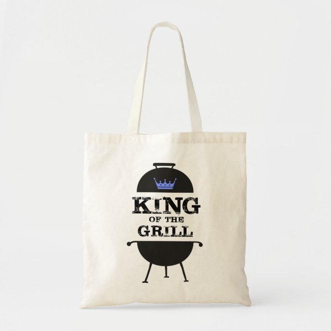 Tote Bag Roi Du Grill, Couronne Bleue Noire (Devant)