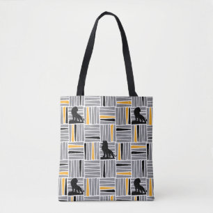 Tote Bag Roi Lion  Simba Gray & Gold HatchMotif