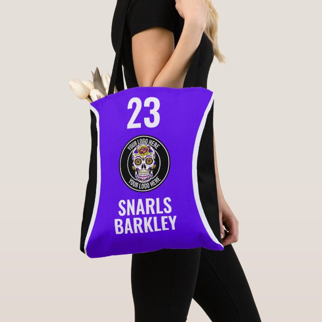 Tote Bag Roller Derby Logo Purple Black Team Name Uniform (De près)