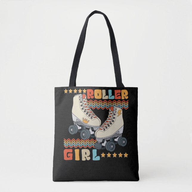 Tote Bag Roller Girl Retro les années 70 80s Roller Skating (Devant)