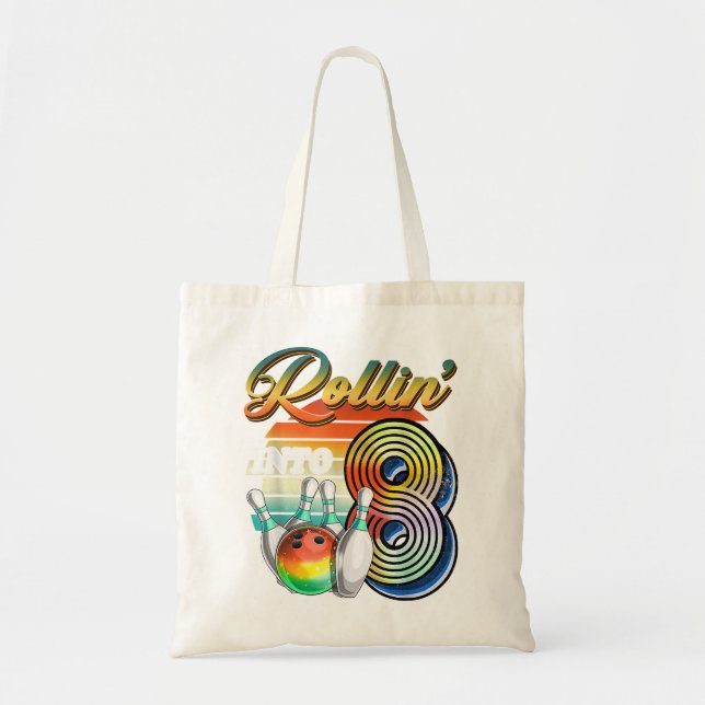 Tote Bag Rollin en 8 Bowling Anniversaire fête 8 Anniversai (Devant)