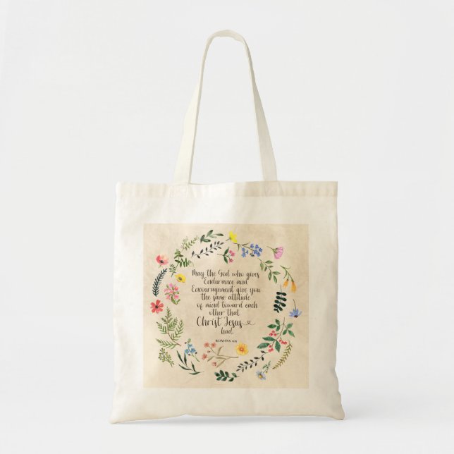 Tote Bag Romains 15:15 Bible chrétienne Verse Aquarelle (Devant)
