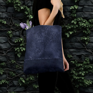 Tote Bag Romance de la marine de minuit Blue Satiny Grung