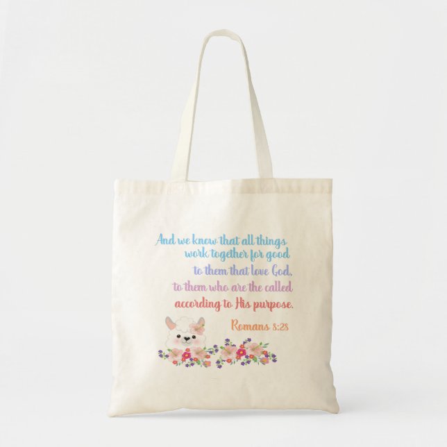 Tote Bag Romans 8 Verset Bible Design (Devant)