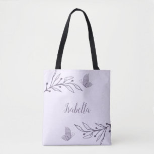Tote Bag Romantique élégant floral mauve 