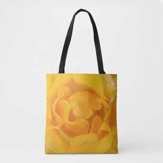 Tote Bag Romantique Rose Jaune gouttes d'eau (Devant)
