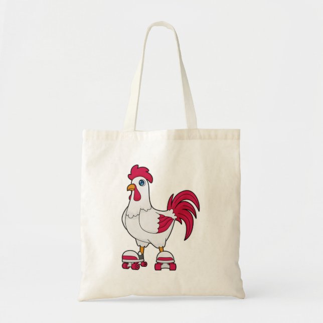 Tote Bag Rooster à Patinage en ligne avec Roller skates (Devant)