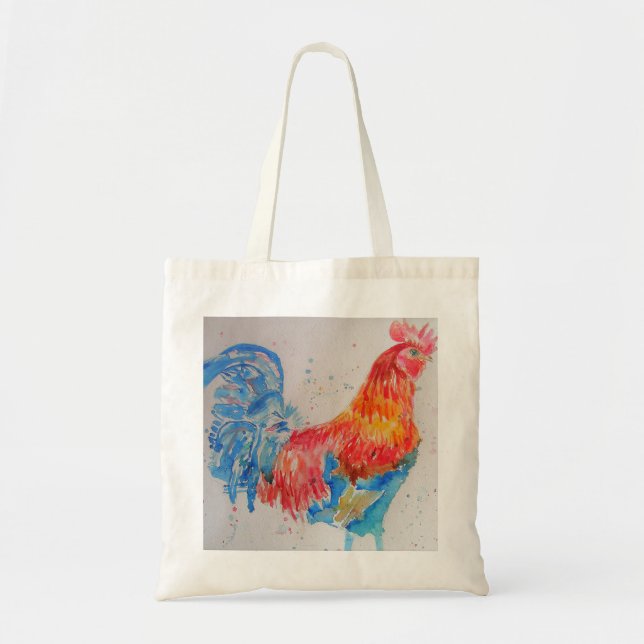 Tote Bag Rooster Aquarelle Costres Chicken Farm (Devant)