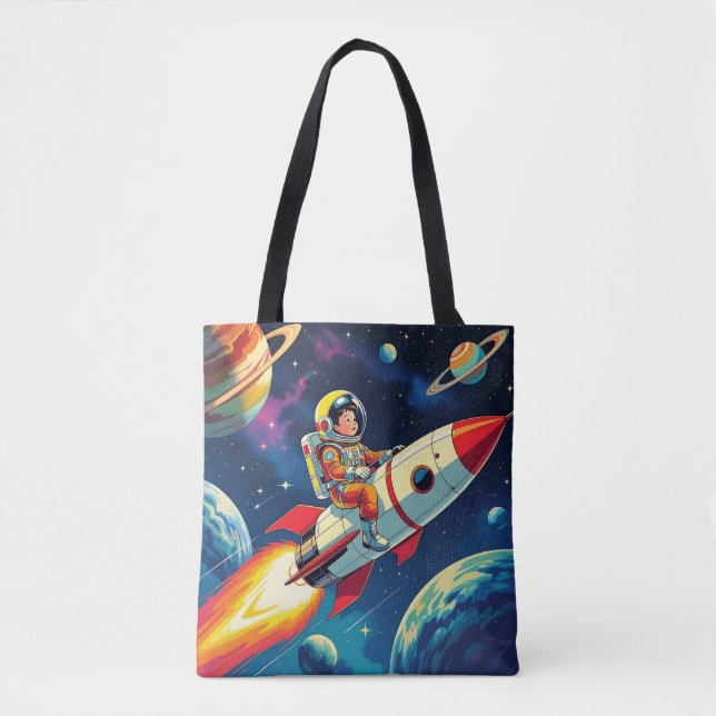 Tote Bag Roquettes mignonnes en astronaute spatiale Anniver (Devant)