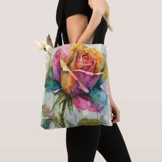 Tote Bag Rose aquarelle colorée fantaisiste