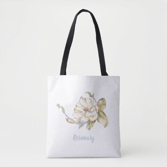 Tote Bag Rose arbuste blanc (Devant)