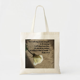 Tote Bag Rose blanc de 59:16 de psaume