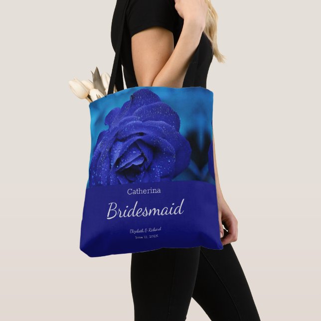 Tote Bag Rose bleu élégant (De près)