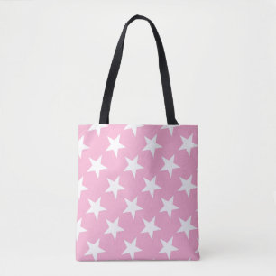 Tote Bag Rose Bleu Étoiles Blanches Design élégant Moderne