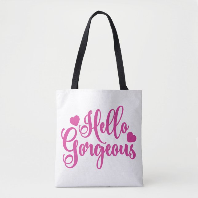 Tote Bag Rose Bonjour merveilleuse citation (Devant)
