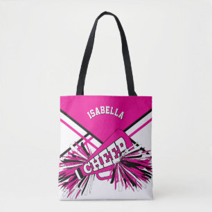Tote Bag Rose chaud, noir et blanc Pom-pom girl design