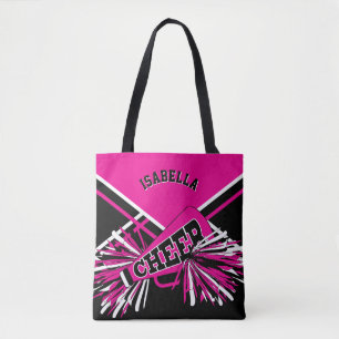Tote Bag Rose chaud, noir et blanc Pom-pom girl design
