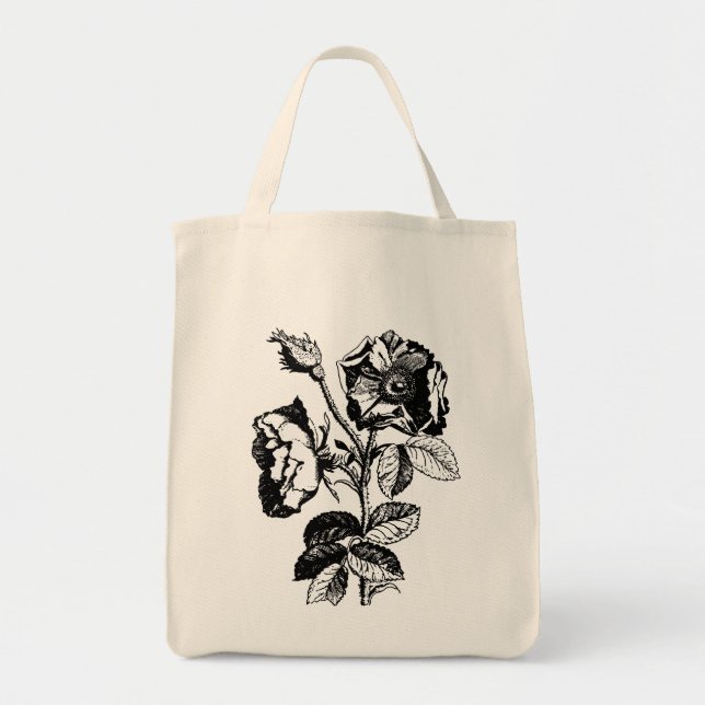 Tote Bag Rose d'antiquité noir gothique (Devant)