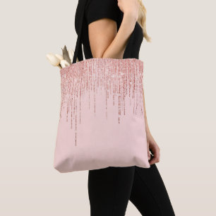 Tote Bag Rose de luxe Gold Sparkly Glitter Fringe