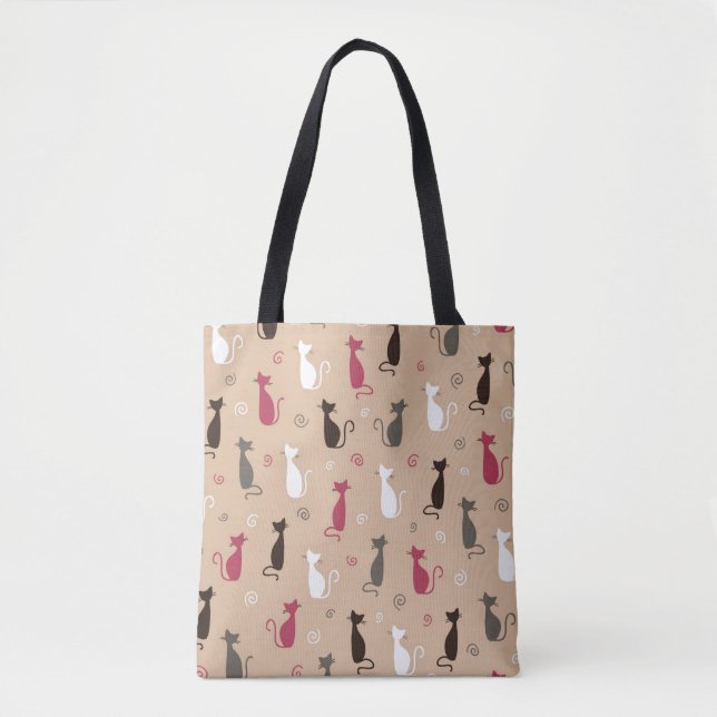 Tote Bag rose de motif de chats (Devant)
