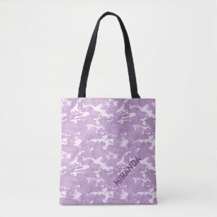 Tote Bag Rose et camouflage pourpre Fourre-tout avec le nom