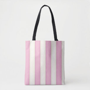 Tote Bag Rose et ivoire élégantes rayures victoriennes