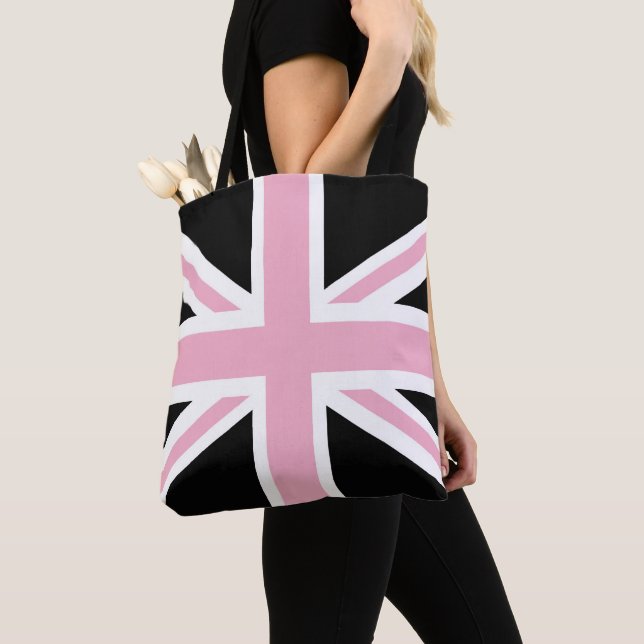 Tote Bag Rose et noir BRITANNIQUES de drapeau d'Union Jack (De près)