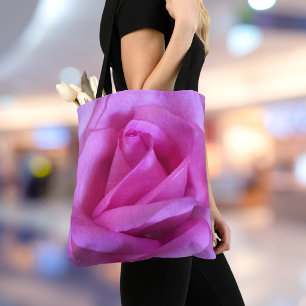 Tote Bag Rose fleur rose violet photo moderne simple gras