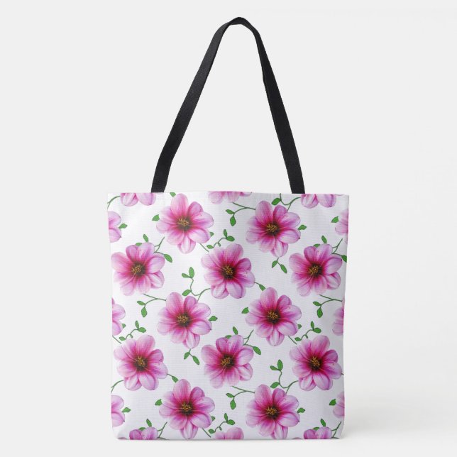 Tote Bag Rose floral botanique sur toute couleur (Devant)